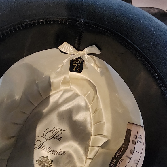 Vtg Stetson Stetsonian Fedora Beaver 7 1/4 Long Oval Gray/Black - Picture 4 of 10